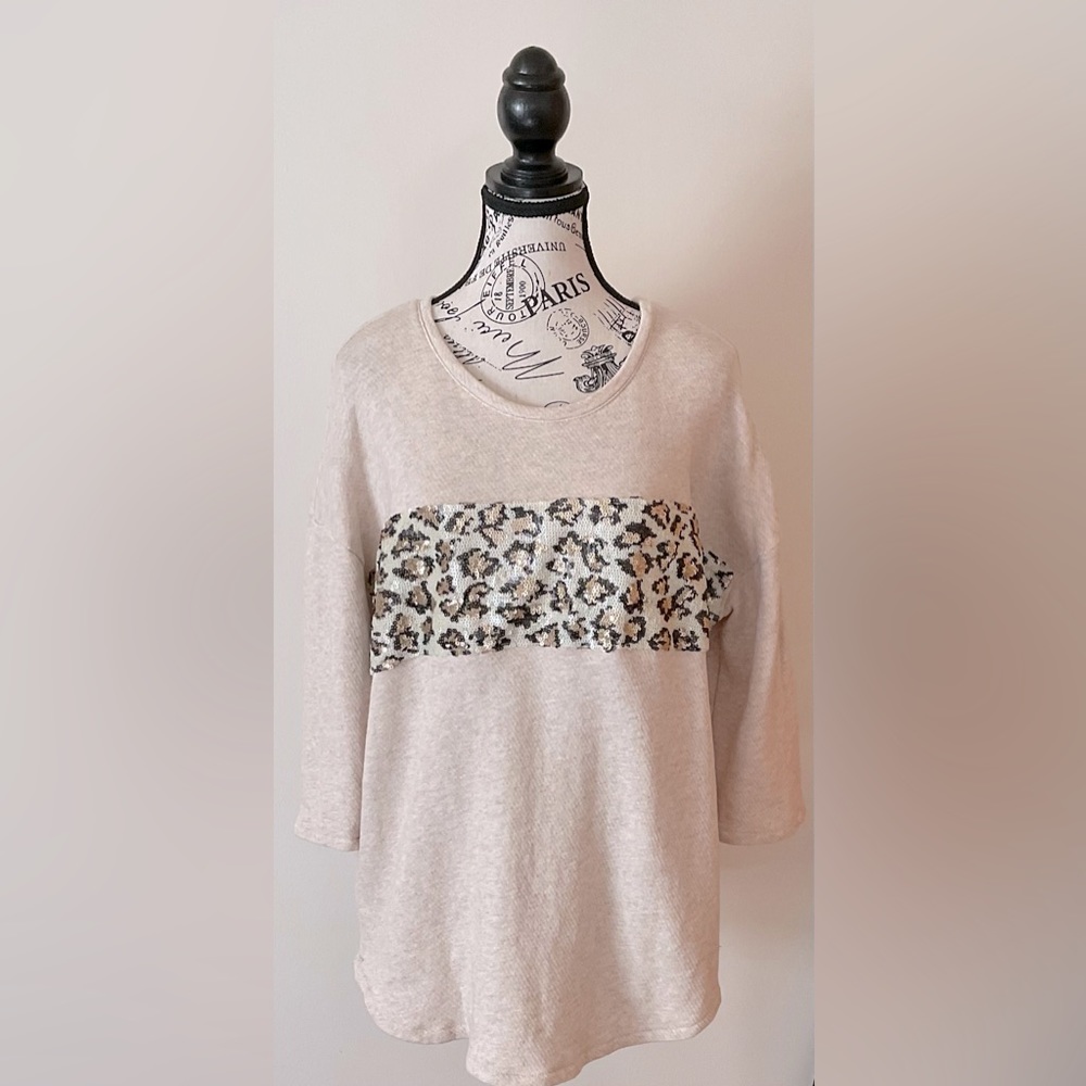 Cute STYLE & CO Sequined Shirt with Animal Print